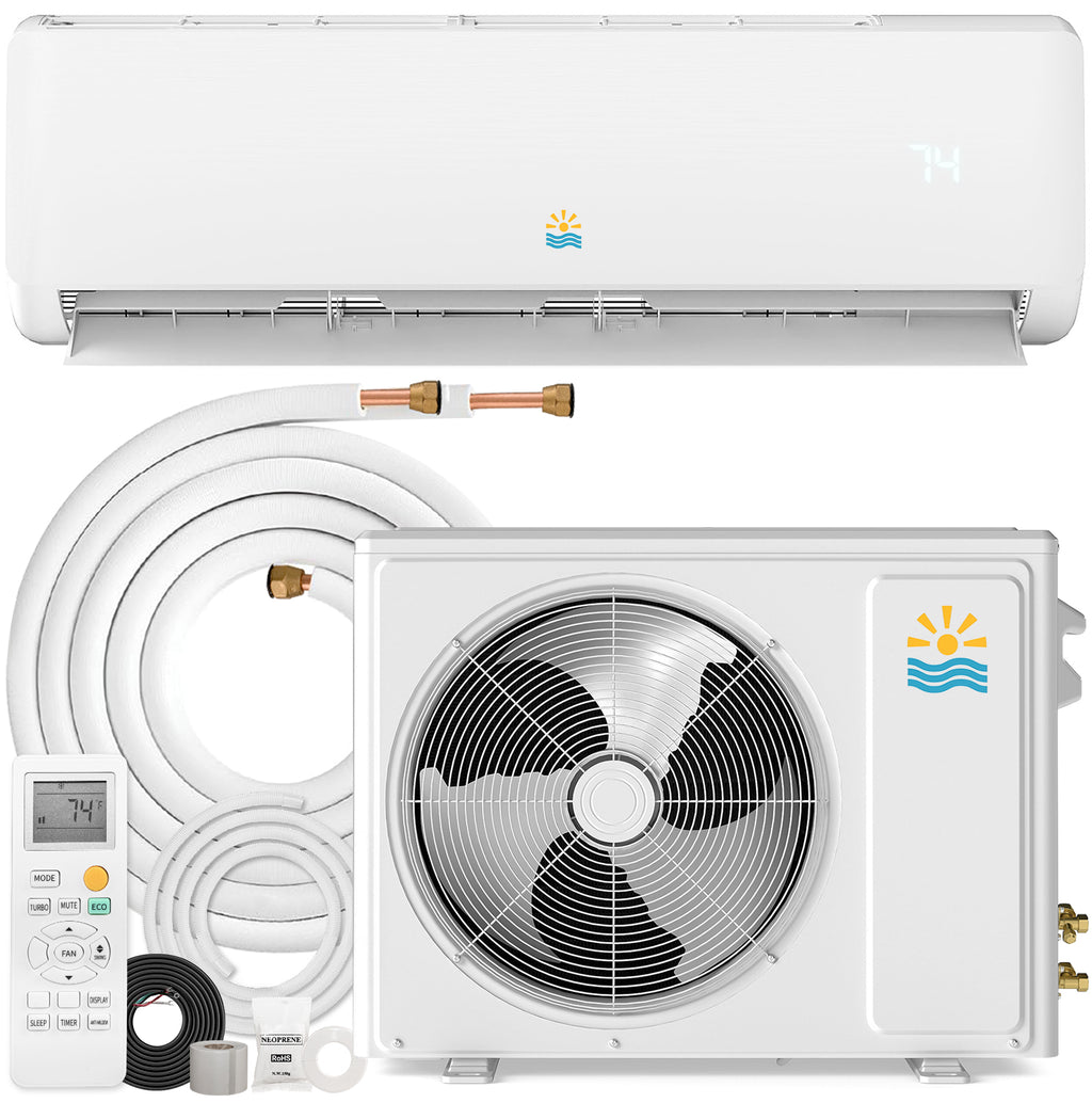 EXNOS 9000 BTU Mini Split AC & Heating System, Heat Pump, 19 SEER2, 115V