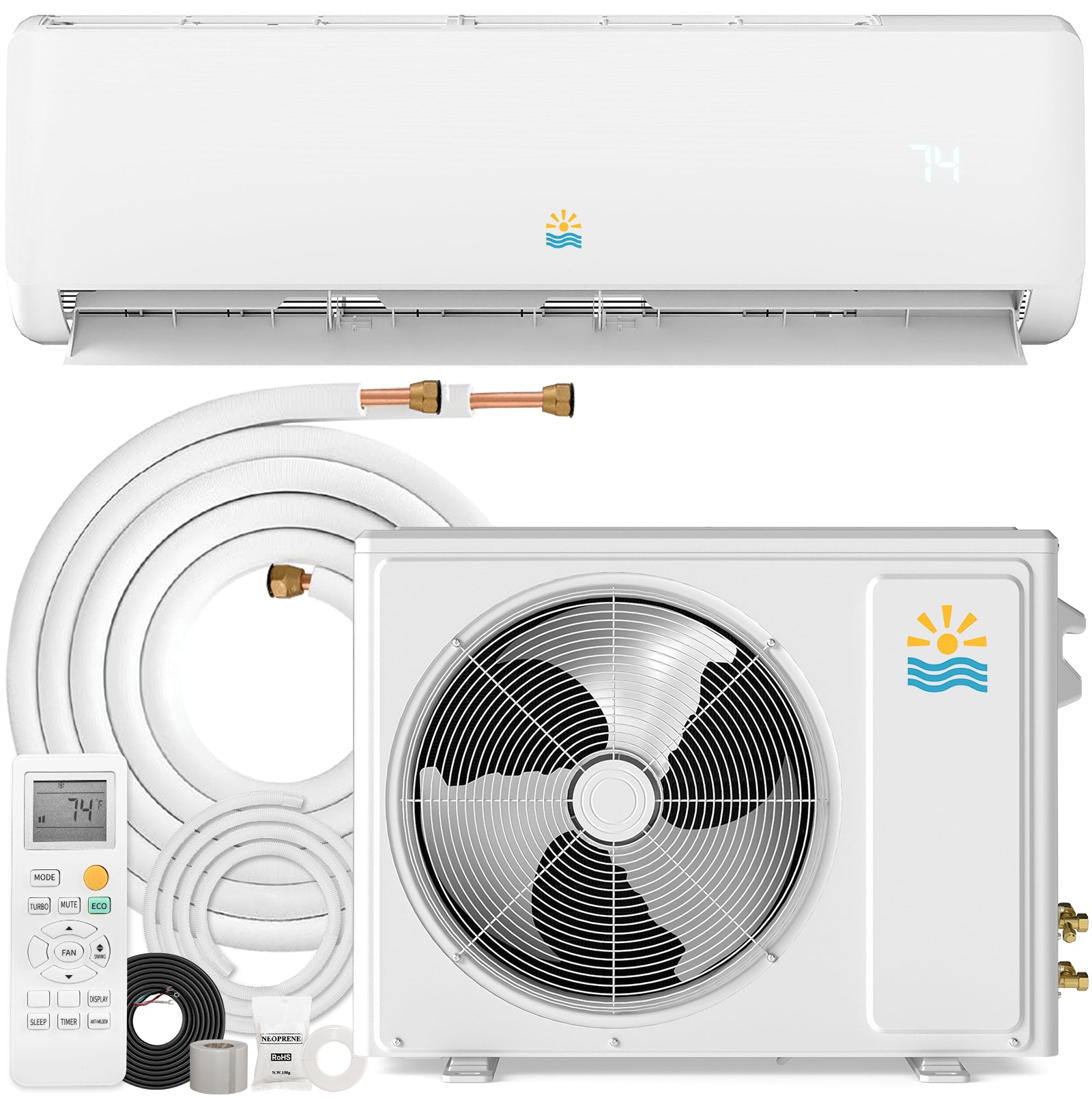 EXNOS 9000 BTU Mini Split AC & Heating System, Heat Pump, 19 SEER2, 115V