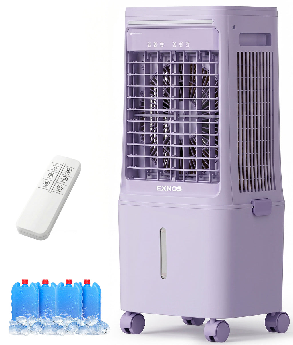 Evaporative Swamp Cooler, 2000 CFM, 6.6-Gal Dual Tank & 4 Ice Packs (Purple)