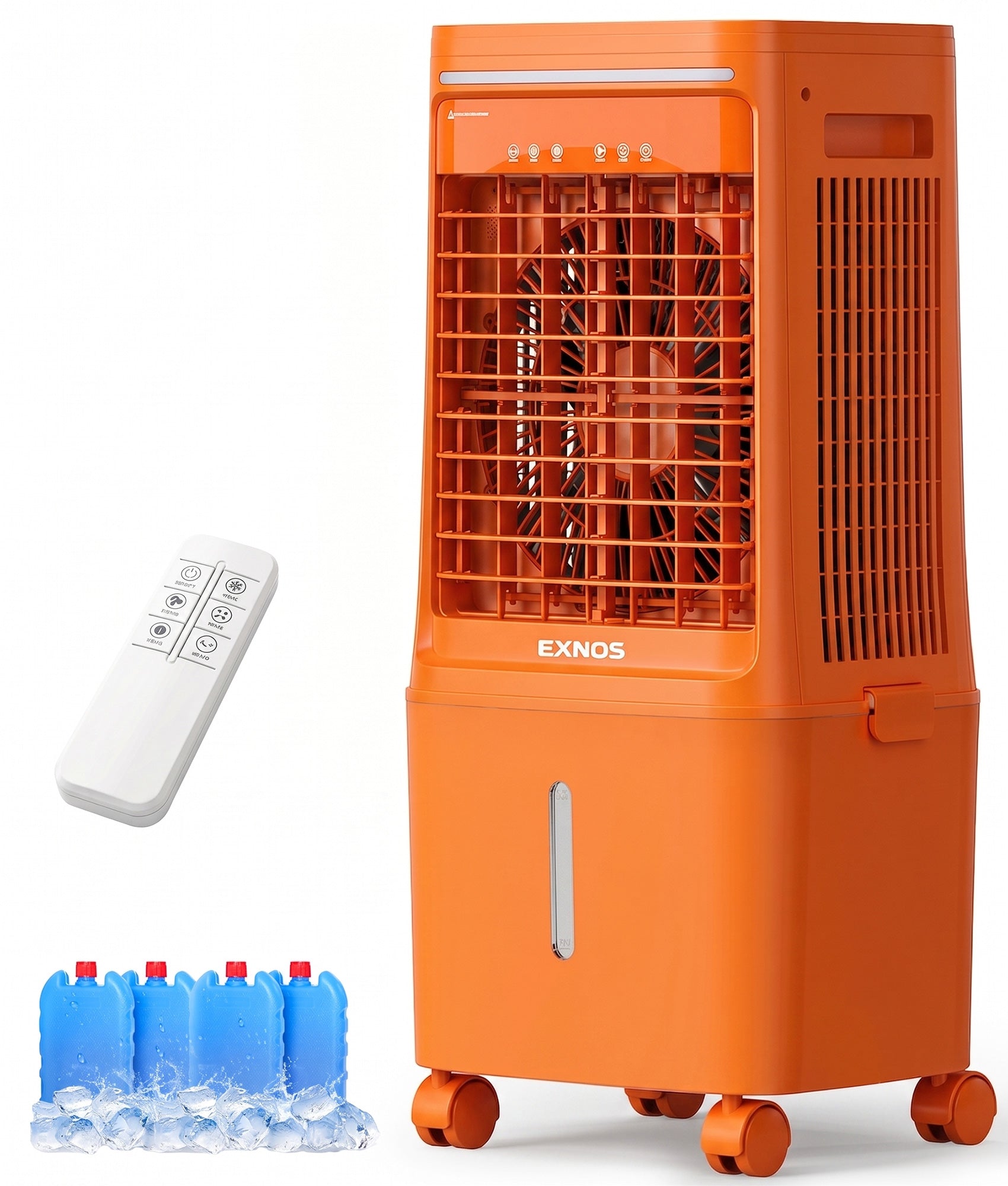 Evaporative Swamp Cooler, 2000 CFM, 6.6-Gal Dual Tank & 4 Ice Packs (Orange)