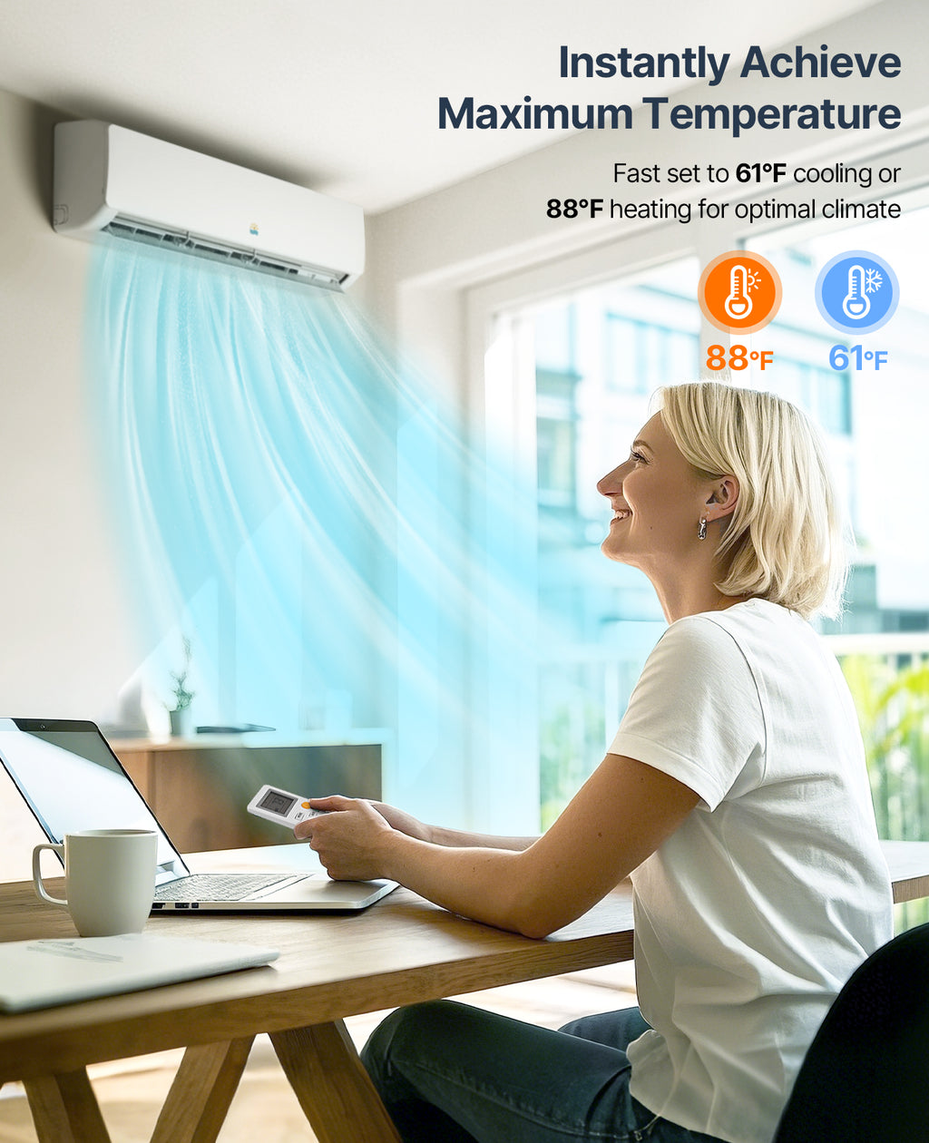 EXNOS 9000 BTU Mini Split AC & Heating System, Heat Pump, 19 SEER2, 115V