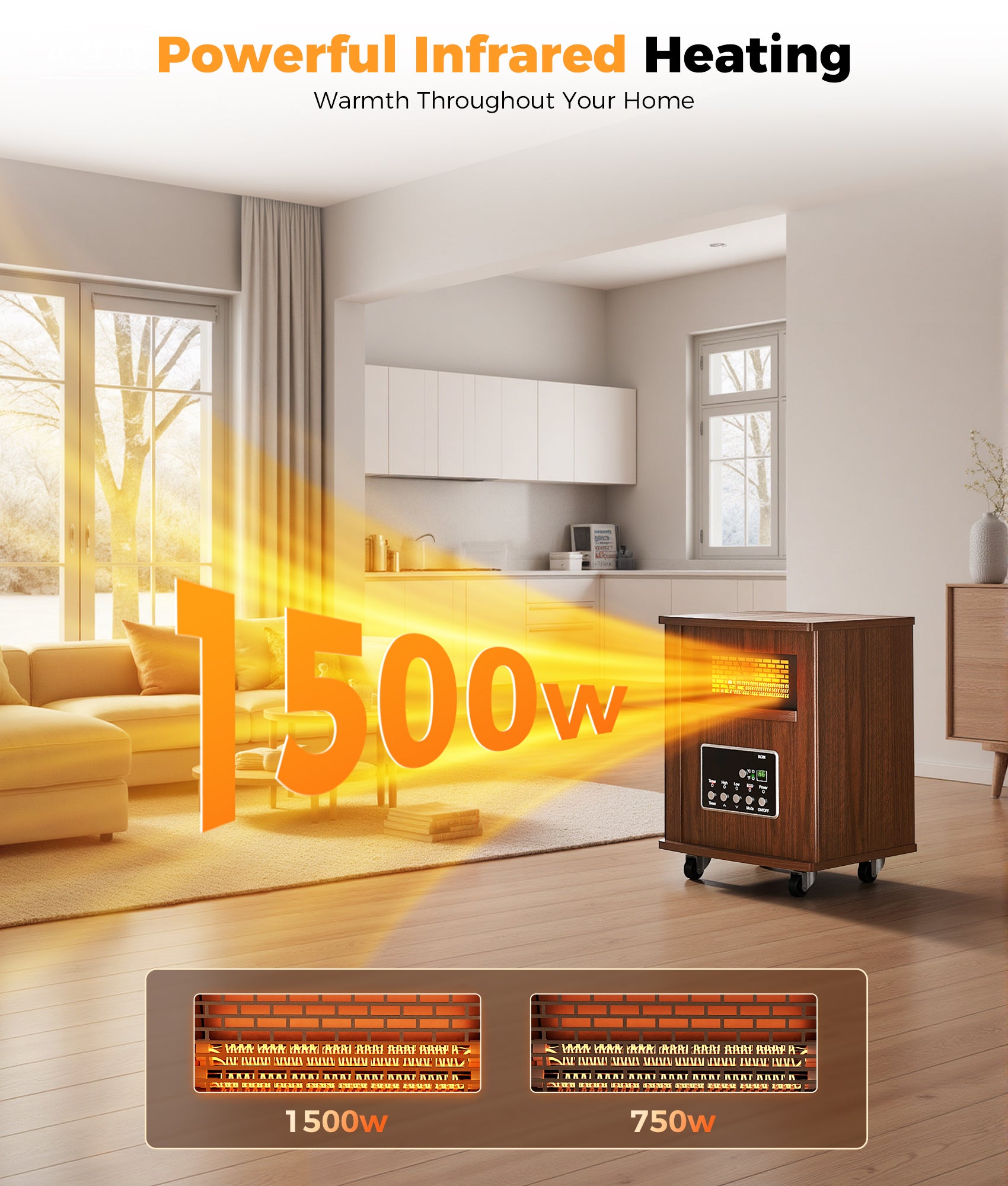 1500W Infrared Space Heater for Indoor Use