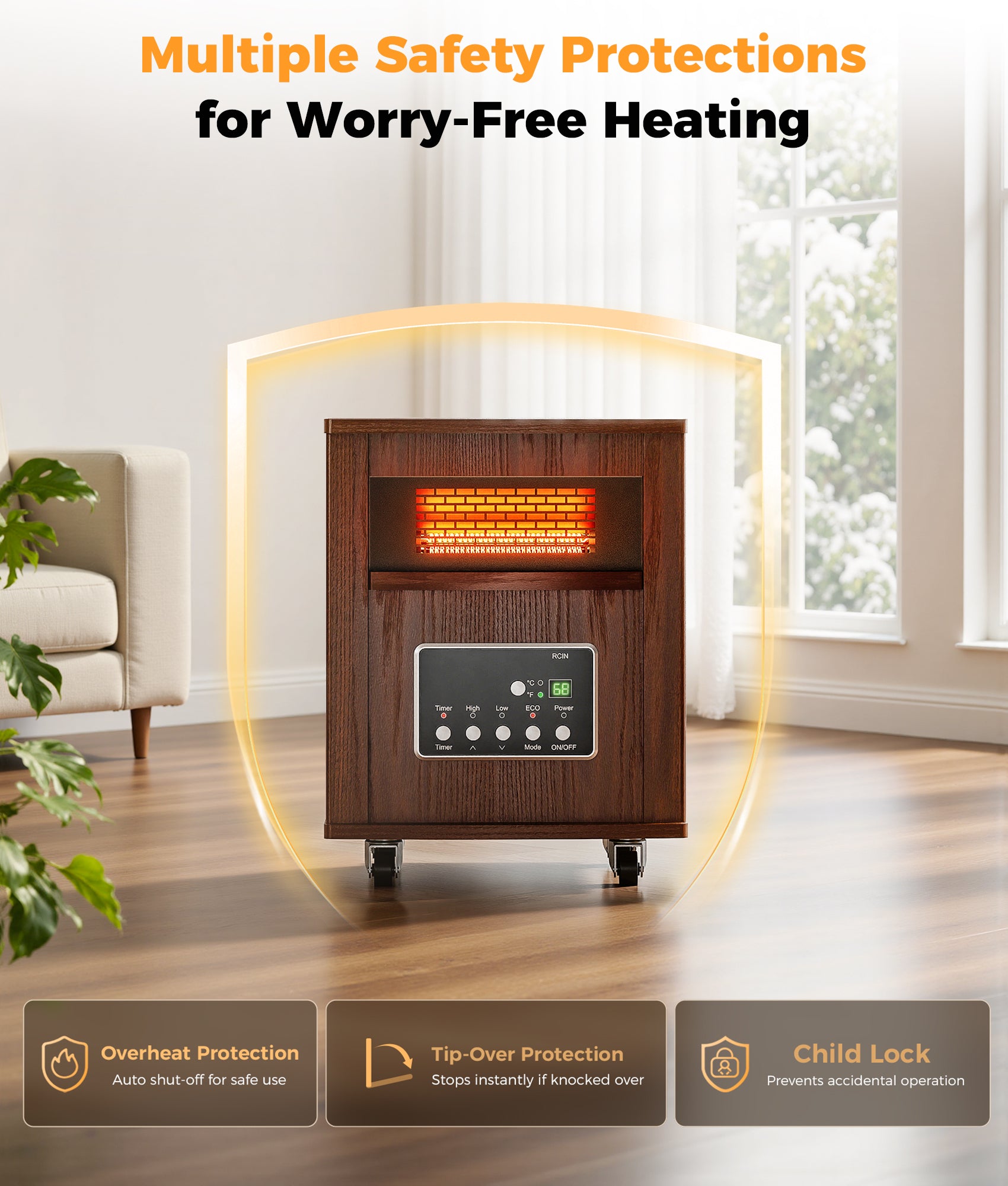 1500W Infrared Space Heater for Indoor Use