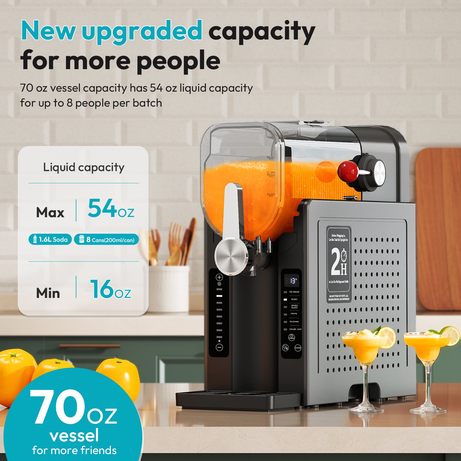 6-in-1 Slushy Machine with 70oz & No Ice Needed Design #PASCE0197