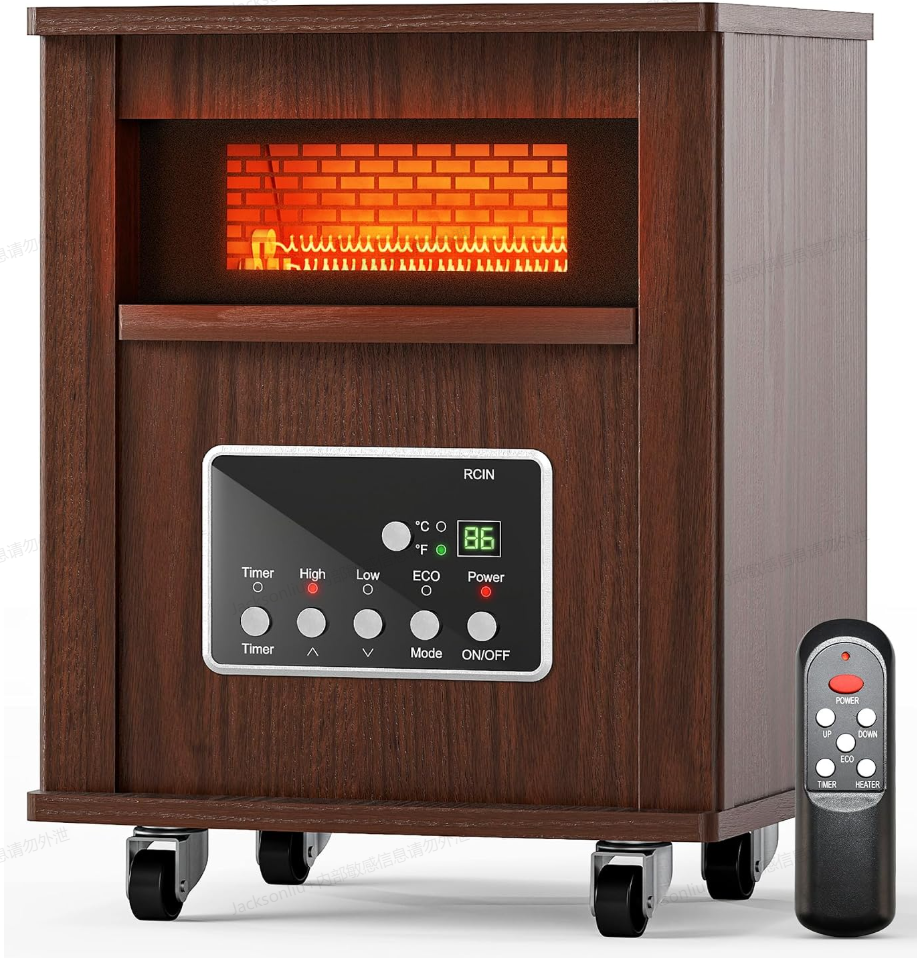 EXNOS 1500W Infrared Space Heater with Remote Control for Indoor Use