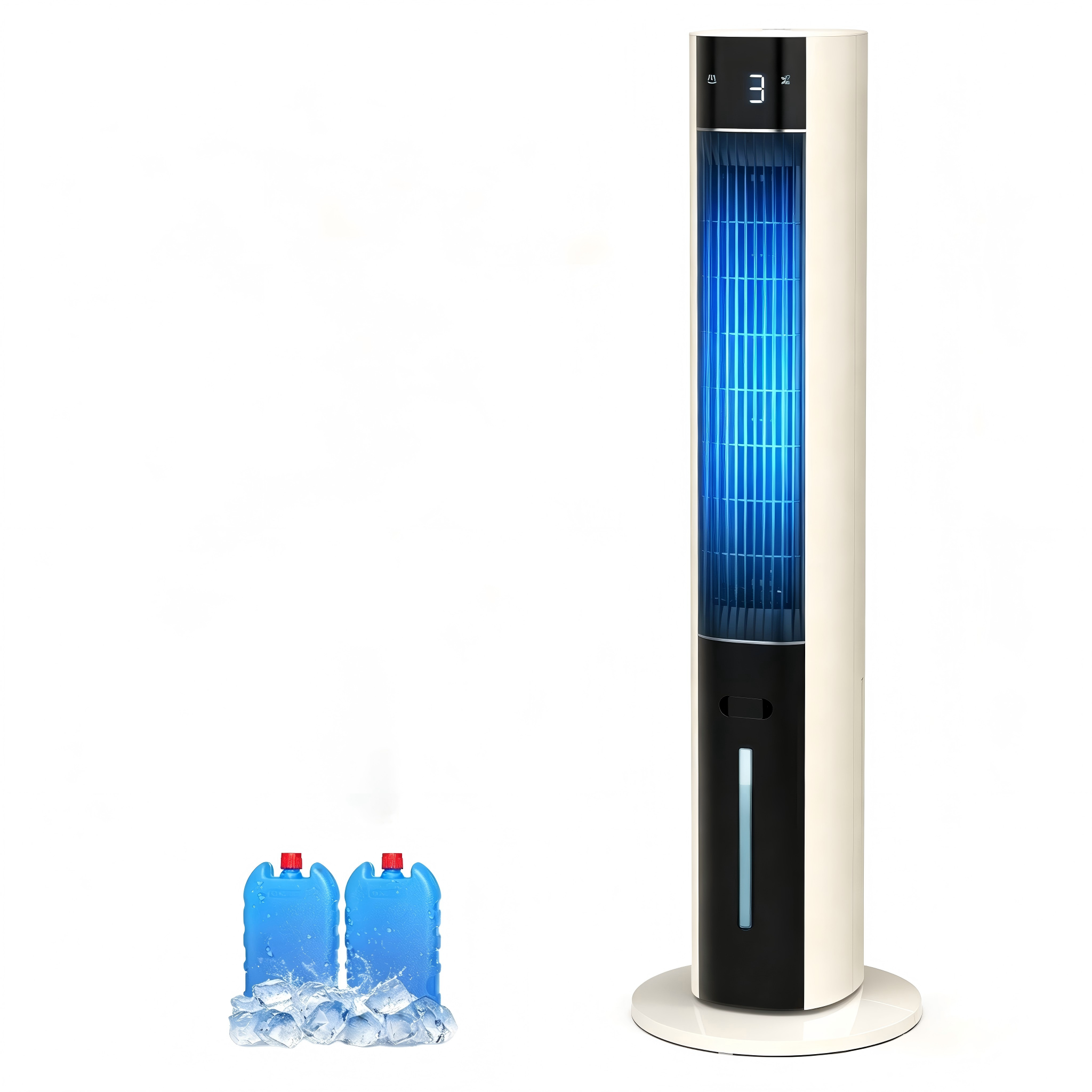 3-in-1 Evaporative Air Cooler, 12H Timer Cooling Fans that Blow Cold Air With 3L Water Tank,Tower Fan for Bedroom, Office with 3 Speeds, 2 Ice Pack